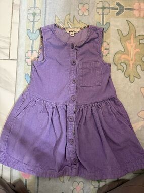 Mini Boden Purple Corduroy Button-Front Dress